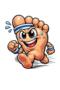 Athletic cartoon foot running with sweatband